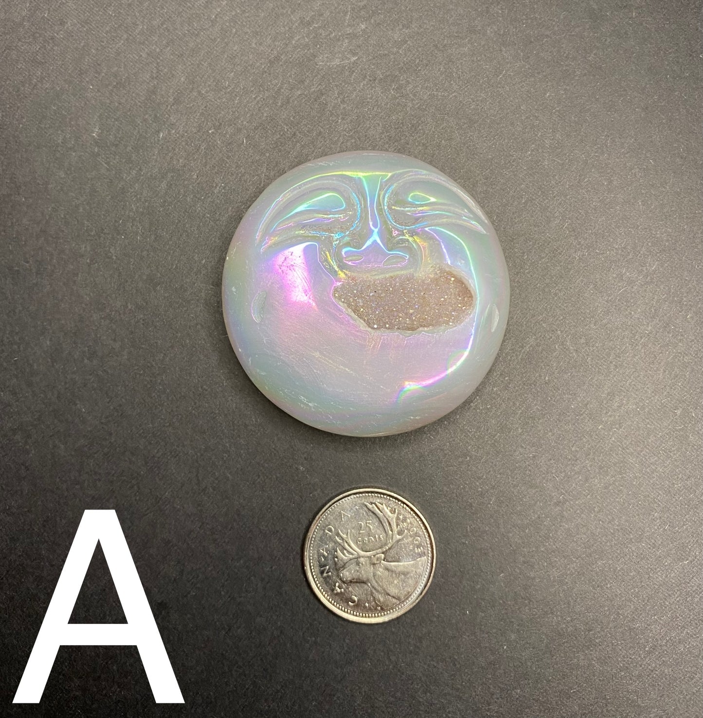 Agate Druzy Aura Moon Face - Nymphs Nook