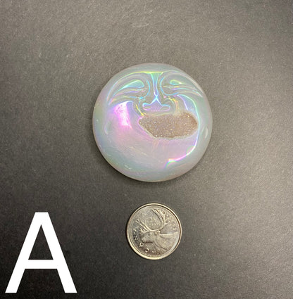 Agate Druzy Aura Moon Face - Nymphs Nook