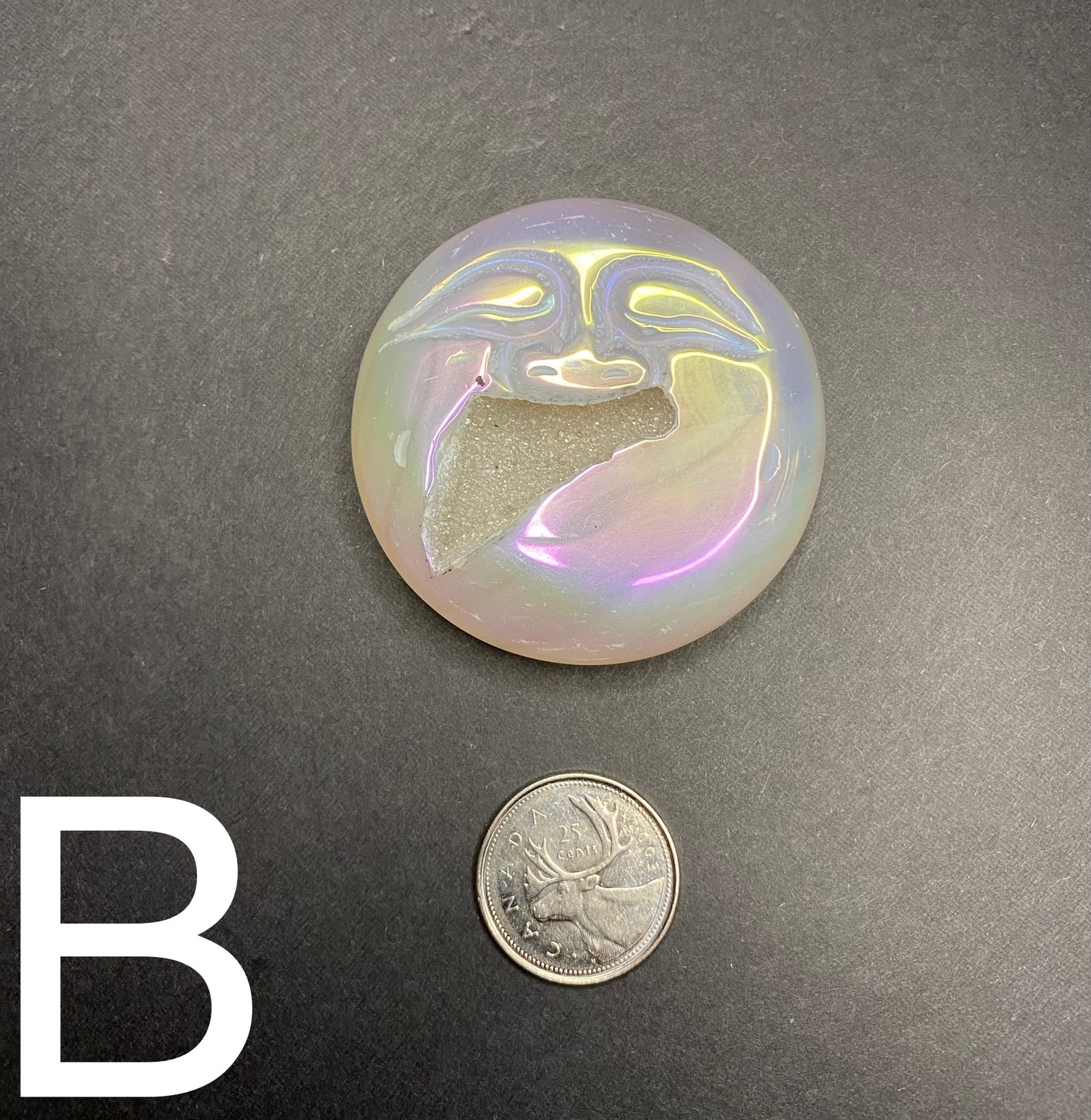Agate Druzy Aura Moon Face - Nymphs Nook