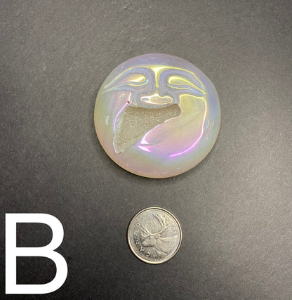 Agate Druzy Aura Moon Face - Nymphs Nook