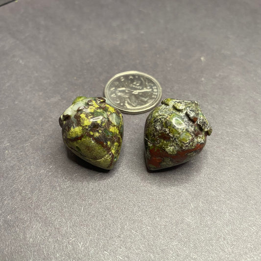 Bloodstone Jasper Strawberry Carvings - Nymphs Nook