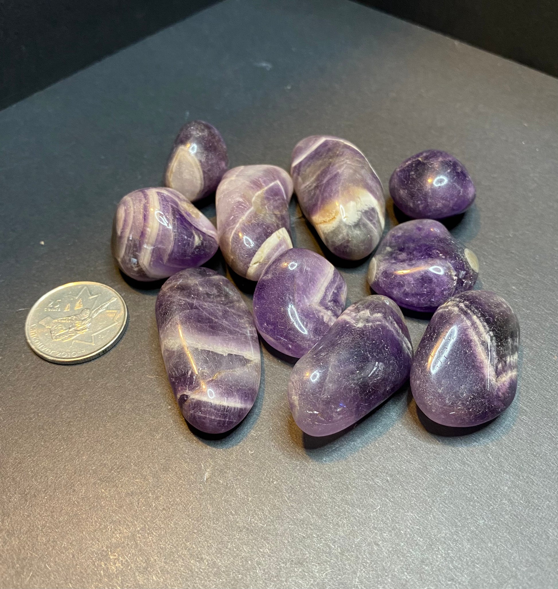 Chevron Amethyst Tumbled Stones – Small - Nymphs Nook