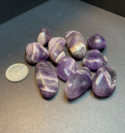 Chevron Amethyst Tumbled Stones – Small - Nymphs Nook