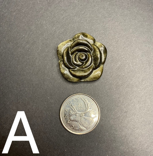 Gold Sheen Obsidian Rose Pendant - Nymphs Nook