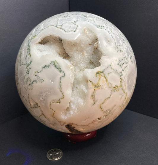 The Big Pampushkyy: Huge Tree Agate Druzy Sphere - Nymphs Nook